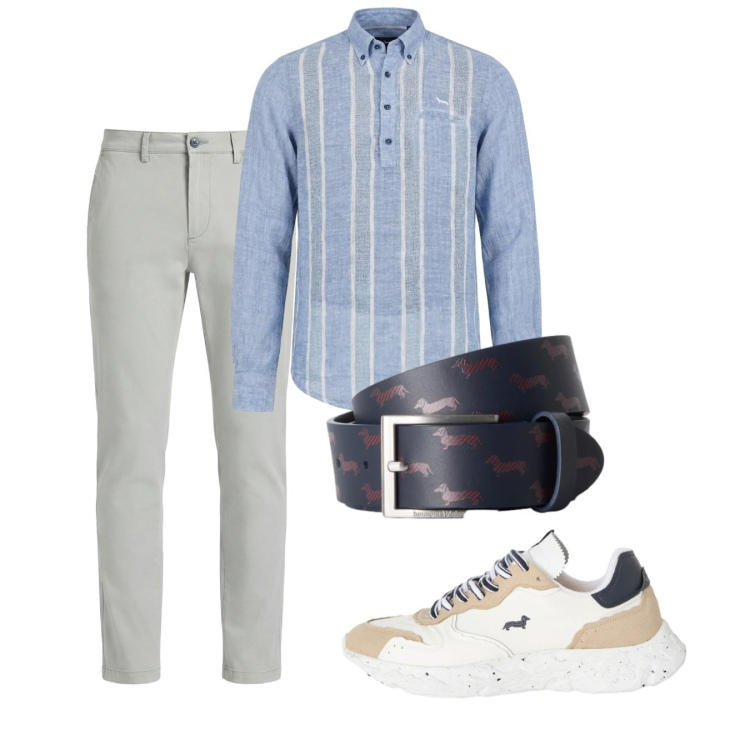 Outfit uomo - Total look #2452872. Stile Casual per Tutti i giorni. Abbinamento con pantaloni chino, sneakers, camicie, cinture.