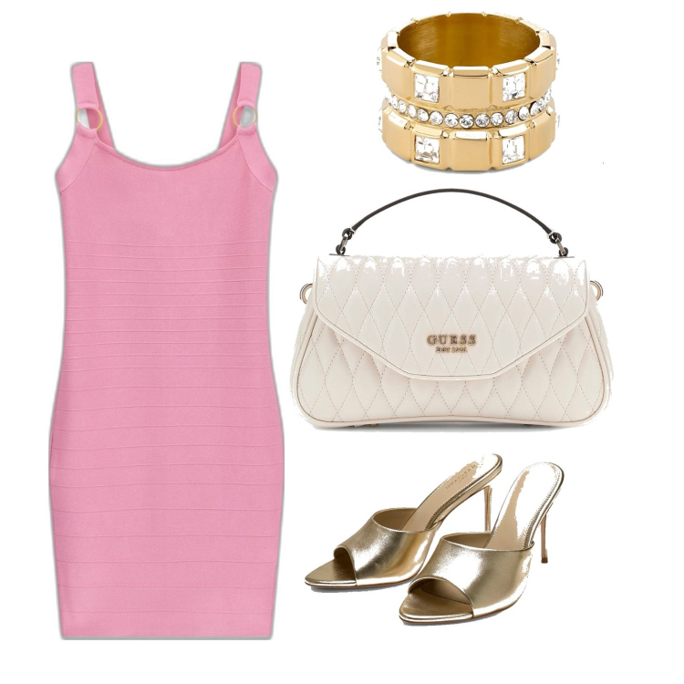 Outfit mujer - Sexy look. Estilo Sexy para Todos los días. Combinación con anillos, vestidos midi/longuettes, sandalias de tacón, bolsos de mano.