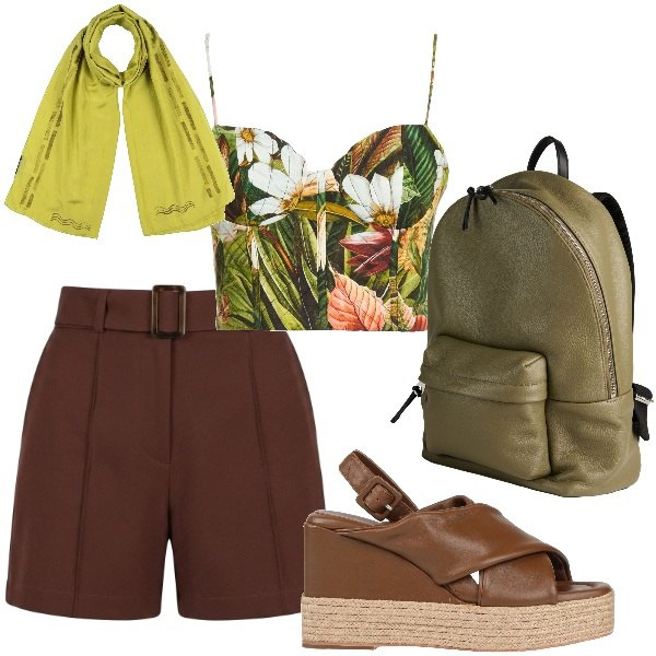 Outfit donna - E siamo in Agosto....... Stile Casual per Tutti i giorni. Abbinamento con top, sciarpe, zaini, espadrillas, shorts.