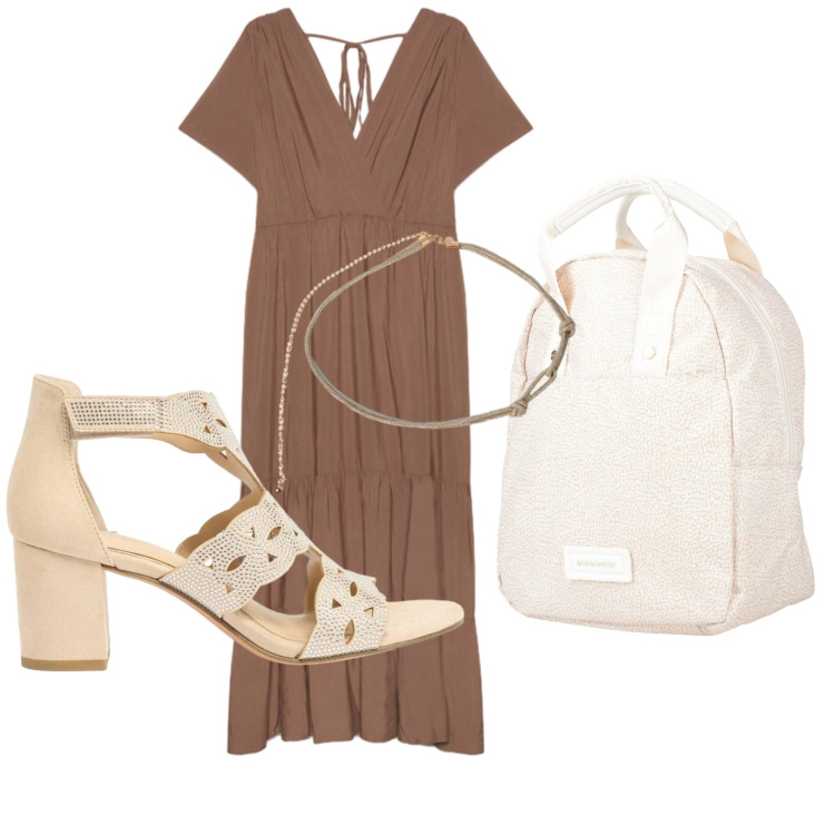 Outfit donna - L\'abito fresco. Stile Basic per Tutti i giorni. Abbinamento con zaini, sandali col tacco, vestiti lunghi, cinture.