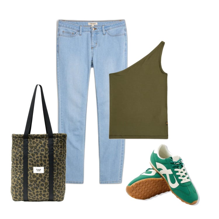 Outfit femme - Kaki. Style Casual pour Tous les jours. Assortir avec jean skinny, sneakers, t-shirts, sac cabas.