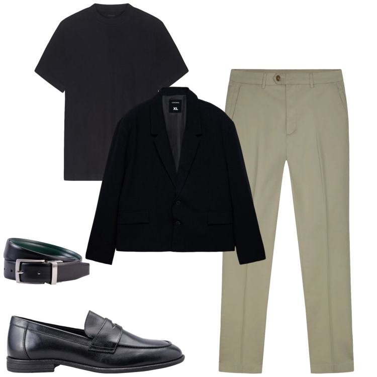 Outfit uomo - Da mattina a sera. Stile Urban per Tutti i giorni. Abbinamento con giacche, cinture, t-shirt, pantaloni, scarpe stringate.