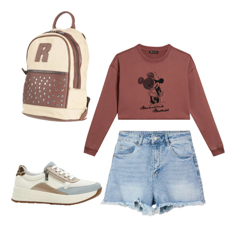 Outfit donna - A passeggio. per Tutti i giorni. Abbinamento con zaini, sneakers, shorts, felpe.