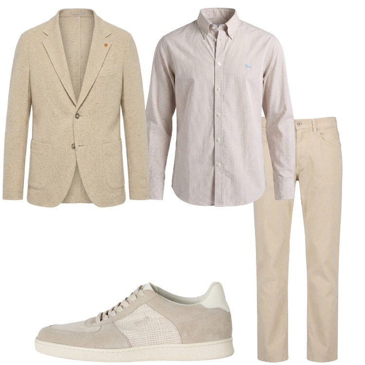 Outfit uomo - Completo leggero. Stile Business/Elegante per Serata speciale. Abbinamento con camicie, sneakers, pantaloni, giacche.