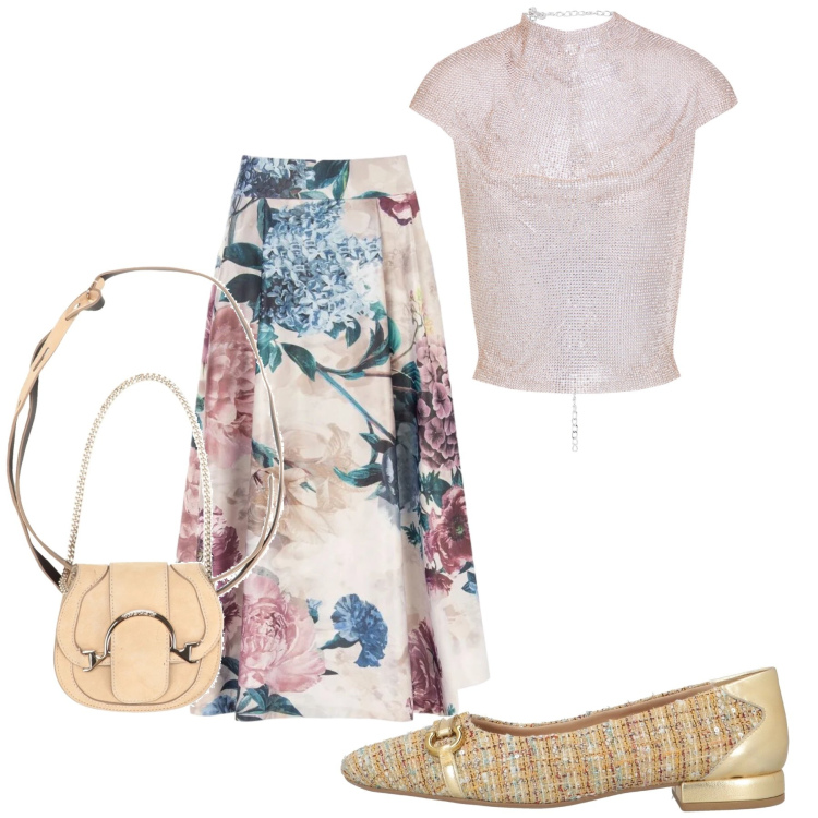 Outfit donna - Total look #2453284. Stile Casual chic per Tutti i giorni. Abbinamento con marsupi, top, ballerine, gonne longuette.
