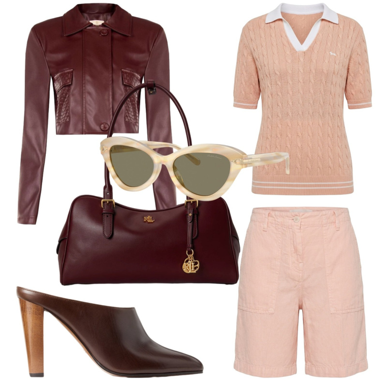 Outfit donna - Metropolitan Escape. Stile Casual per Tutti i giorni. Abbinamento con polo, bermuda, giacche, occhiali da sole, borse a mano, sabot.