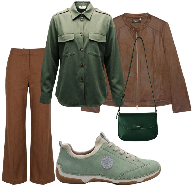 Outfit donna - Camicia dinamica. Stile Urban per Tutti i giorni. Abbinamento con sneakers, camicie, borse a tracolla, blazer, pantaloni.