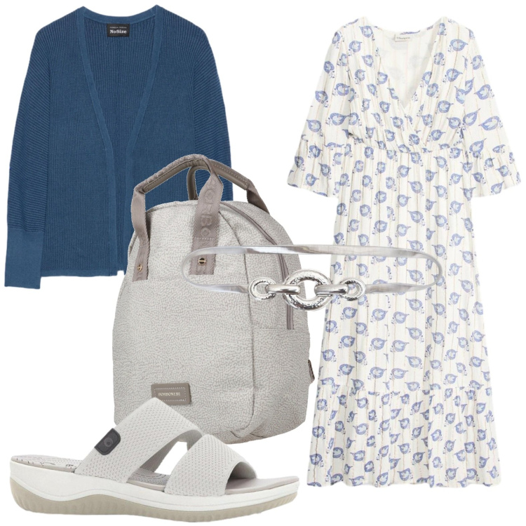 Outfit donna - Il vestito fresco. Stile Glamour per Tutti i giorni. Abbinamento con zaini, vestiti lunghi, ciabatte, cinture, cardigans.