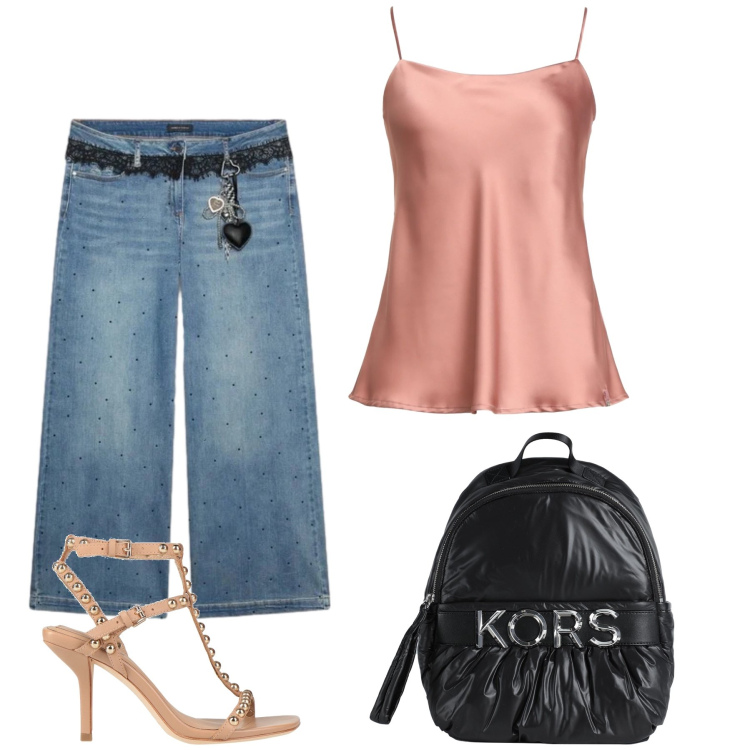 Outfit donna - Total look #2453306. Stile Casual chic per Tutti i giorni. Abbinamento con sandali in pelle, zaini, top, jeans.