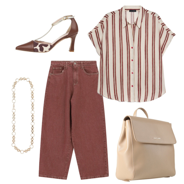 Outfit donna - T-bar protagonista. Stile Urban per Tutti i giorni. Abbinamento con décolleté, zaini, cinture, jeans, camicie a manica corta.