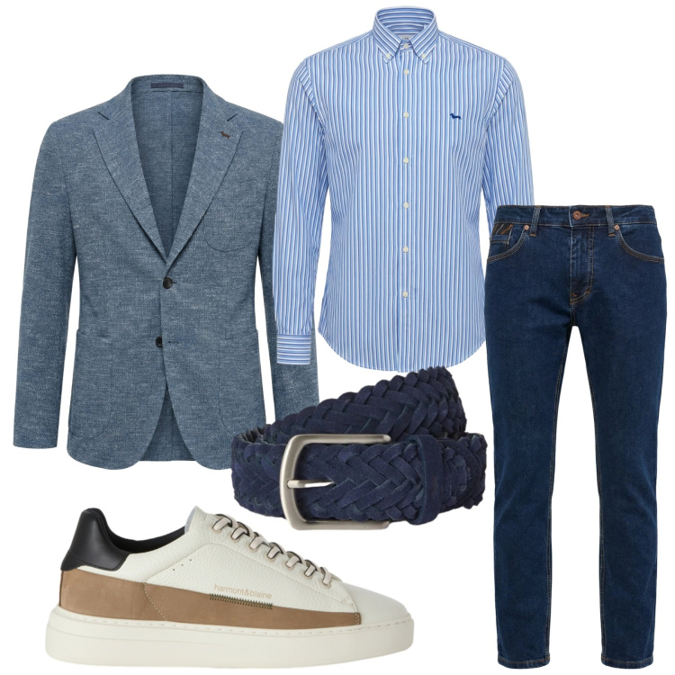 Outfit uomo - Total look #2453341. Stile Business/Elegante per Ufficio. Abbinamento con pantaloni, camicie, sneakers, cinture, giacche.