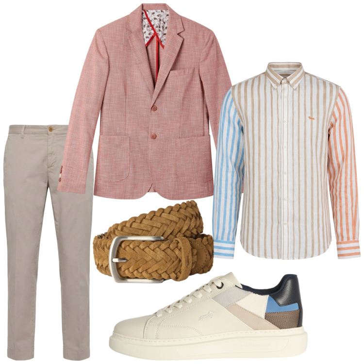Outfit uomo - Total look #2453348. Stile Trendy per Ufficio. Abbinamento con pantaloni chino, camicie, cinture, sneakers, giacche.