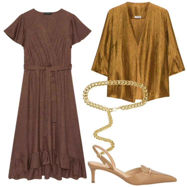 Outfit donna - Total look #2453352. Stile Chic per Serata fuori. Abbinamento con décolleté, vestiti lunghi, blazer, cinture.
