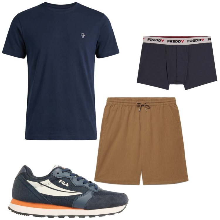 Outfit uomo - Total look #2453374. Stile Casual per Sport. Abbinamento con sneakers, t-shirt, shorts, boxer.