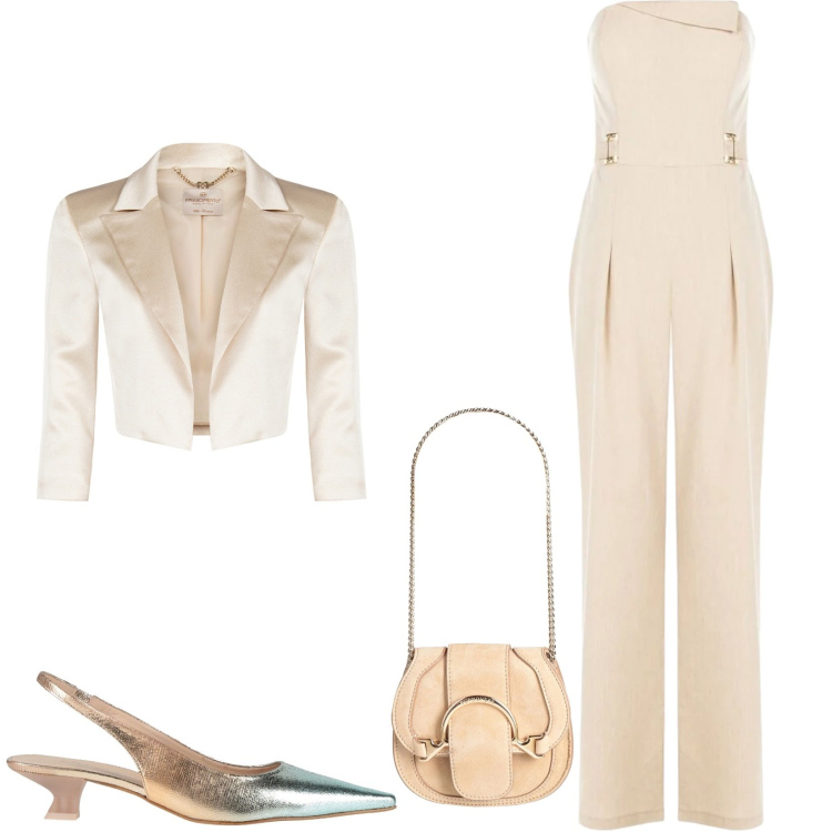 Outfit donna - Total look #2453375. Stile Chic per Cerimonia. Abbinamento con marsupi, décolleté, tute, bolero.