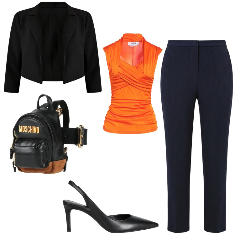 Outfit donna - Total look #2453378. Stile Chic per Serata fuori. Abbinamento con marsupi, décolleté, top, bolero, pantaloni.