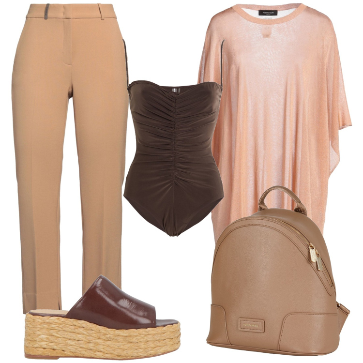 Outfit donna - Total look #2453380. Stile Casual chic per Tutti i giorni. Abbinamento con zaini, pantaloni, espadrillas, body, cappotti.