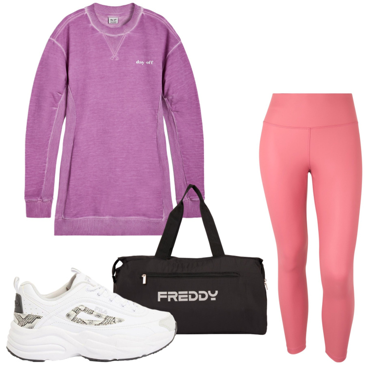 Outfit donna - Total look #2453384. Stile Sporty chic per Sport. Abbinamento con sneakers, leggings, felpe, borse sportive.