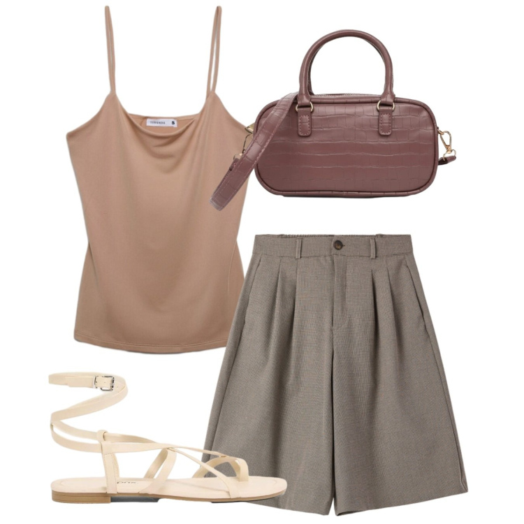 Outfit donna - Top. Stile Bon Ton per Tutti i giorni. Abbinamento con sandali, canottiere, bermuda, borse a spalla.