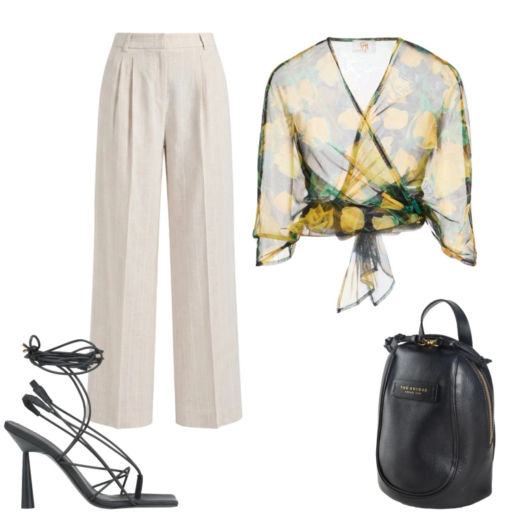 Outfit donna - Total look #2453396. Stile Casual chic per Tutti i giorni. Abbinamento con ciabatte, zaini, top, pantaloni.