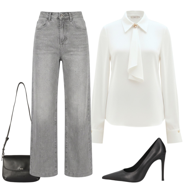 Outfit donna - Total look #2453402. Stile Casual chic per Tutti i giorni. Abbinamento con décolleté, borse a tracolla, camicie, jeans.
