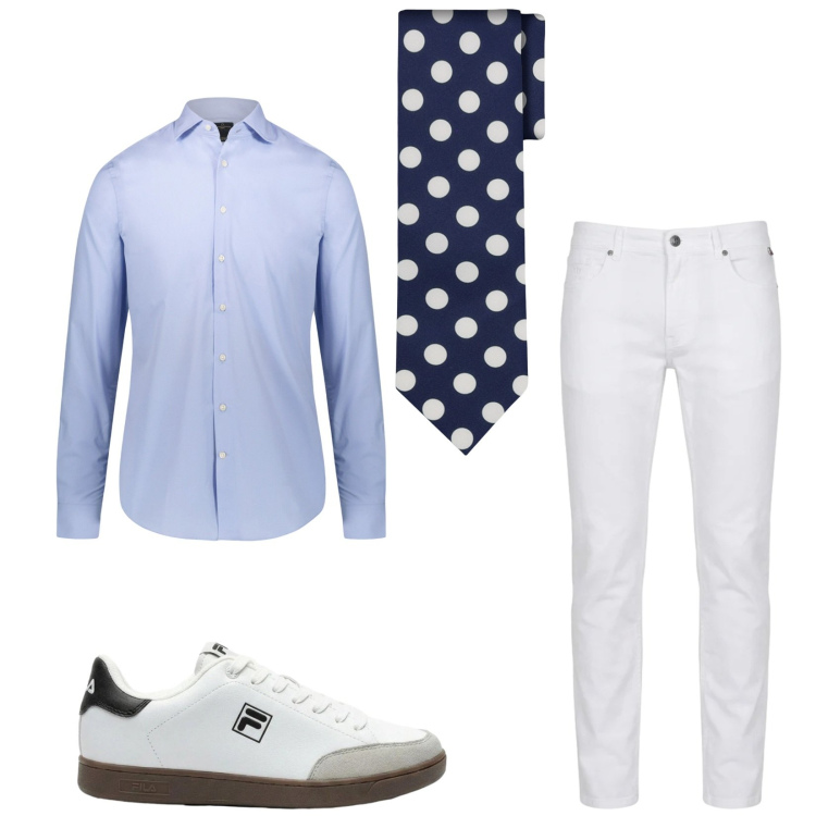 Outfit uomo - Total look #2453404. Stile Trendy per Serata speciale. Abbinamento con sneakers, pantaloni, camicie, cravatte.