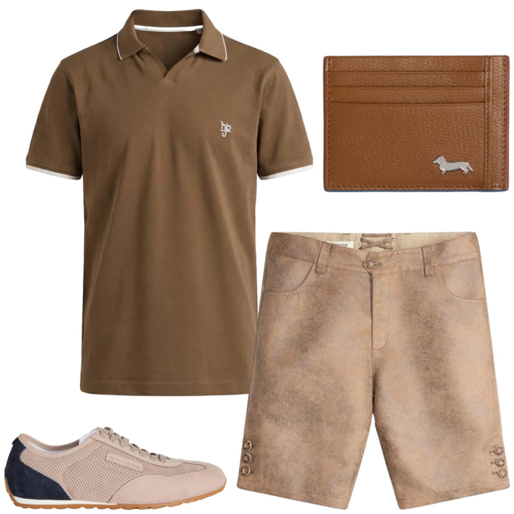 Outfit uomo - Total look #2453424. Stile Urban per Tutti i giorni. Abbinamento con bermuda, sneakers, polo, portafogli.