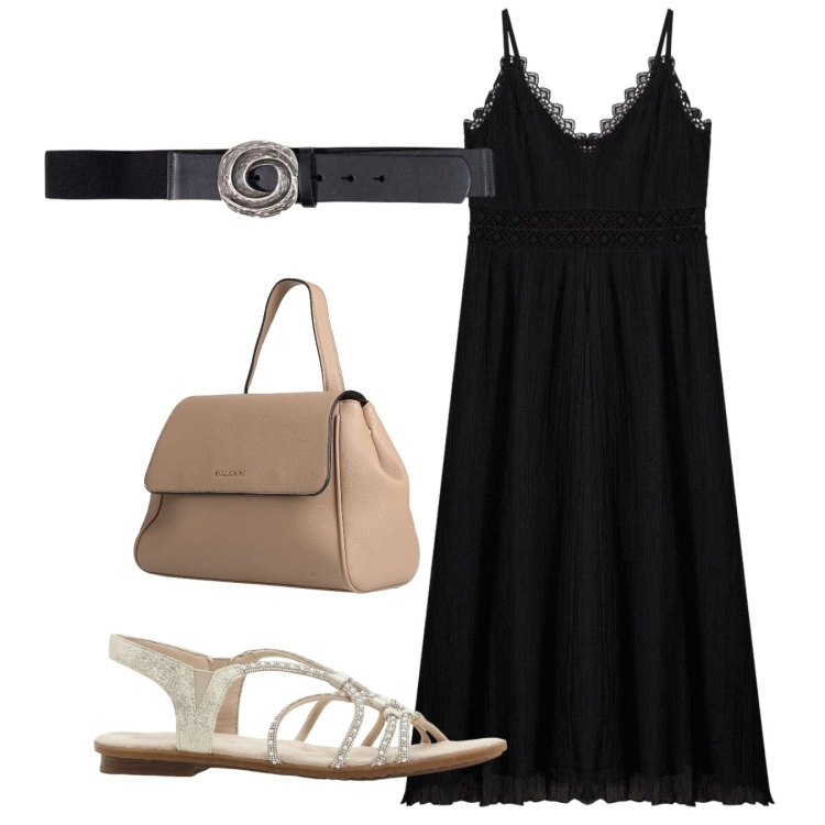 Outfit donna - Slipdress. Stile Chic per Serata fuori. Abbinamento con zaini, vestiti midi/longuette, sandali, cinture.