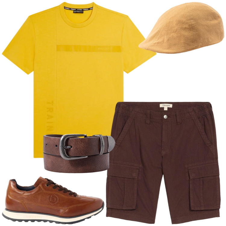 Outfit uomo - Total look #2453445. Stile Casual per Tutti i giorni. Abbinamento con bermuda, sneakers, cinture, cappelli con visiera, t-shirt.