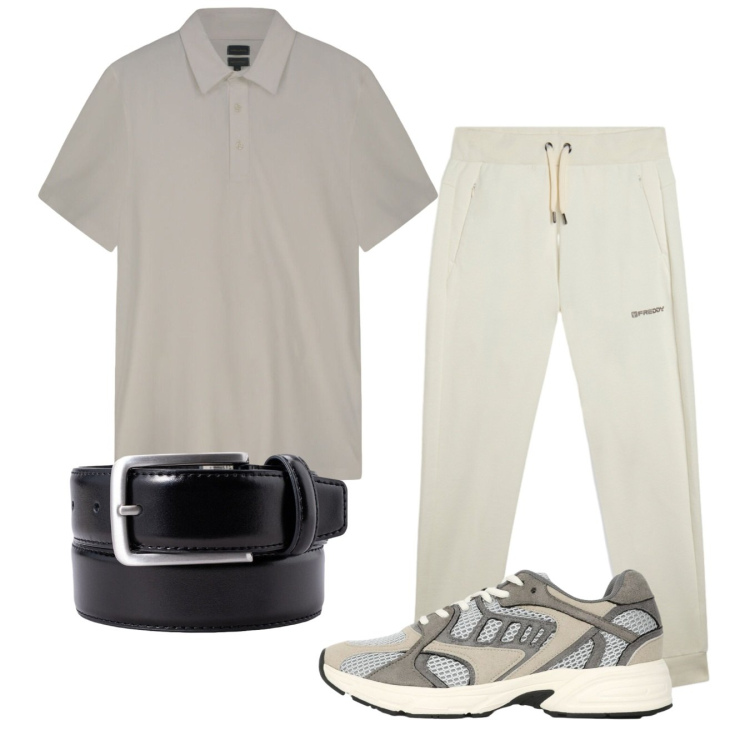Outfit uomo - Sport. Stile Urban per Sport. Abbinamento con sneakers, polo, cinture, pantaloni.