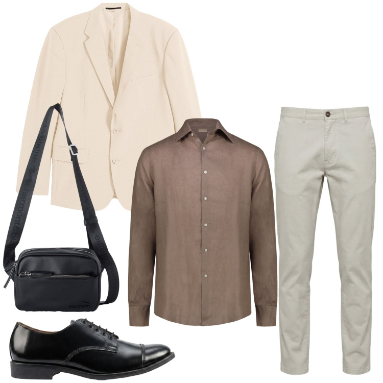 Outfit uomo - Total look #2453451. Stile Casual per Tutti i giorni. Abbinamento con giacche, pantaloni, borse sportive, scarpe stringate, camicie.