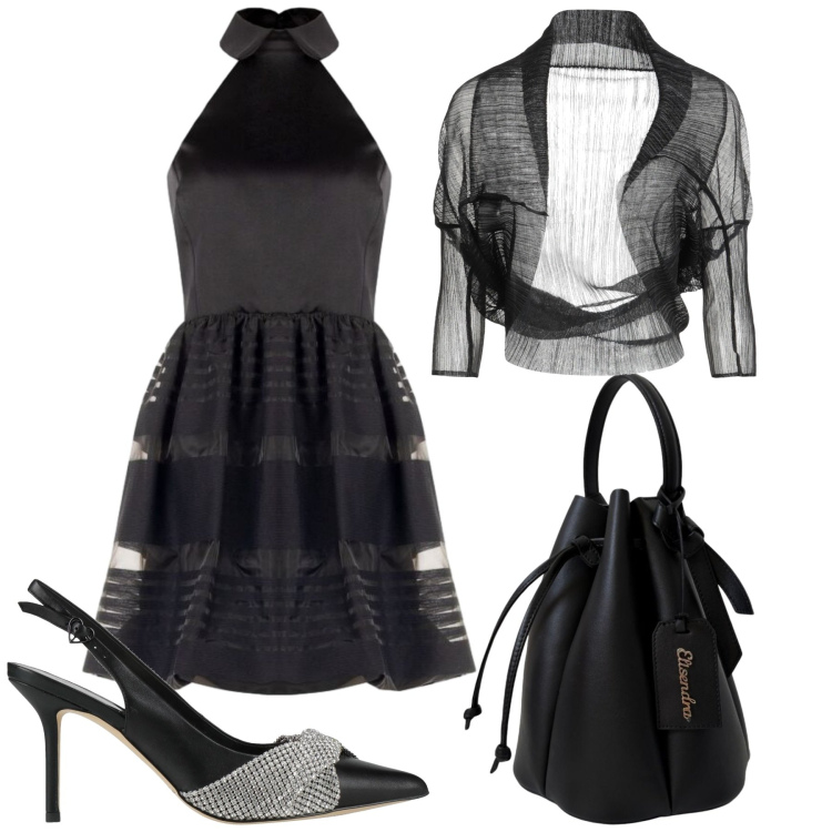 Outfit donna - Serata super chic. Stile Chic per Serata fuori. Abbinamento con décolleté, blazer, vestiti corti, borse a secchiello.