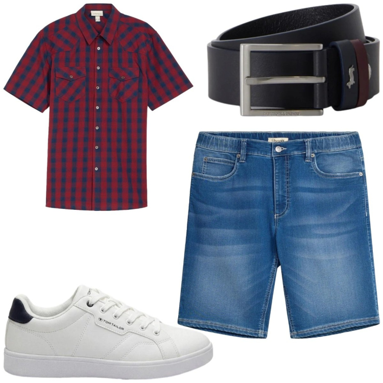 Outfit uomo - Vacanza wild. Stile Casual per Tutti i giorni. Abbinamento con sneakers, bermuda, camicie a manica corta, cinture.