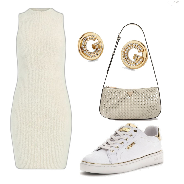 Outfit mujer - Minimal look. Estilo Minimal para Todos los días. Combinación con sneakers, vestidos largos, bandoleras, pendientes.