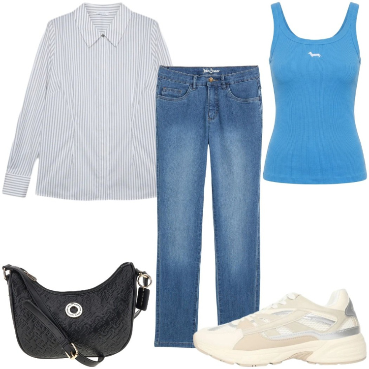Outfit donna - Metropolitan Escape : comodissima !. Stile Casual per Tutti i giorni. Abbinamento con jeans dritti, sneakers, canottiere, camicie, borse a tracolla.
