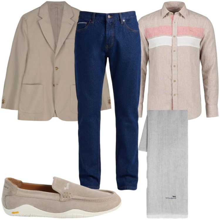 Outfit uomo - Total look #2453607. Stile Casual per Tutti i giorni. Abbinamento con sciarpe, scarpe stringate, camicie, jeans, giacche.