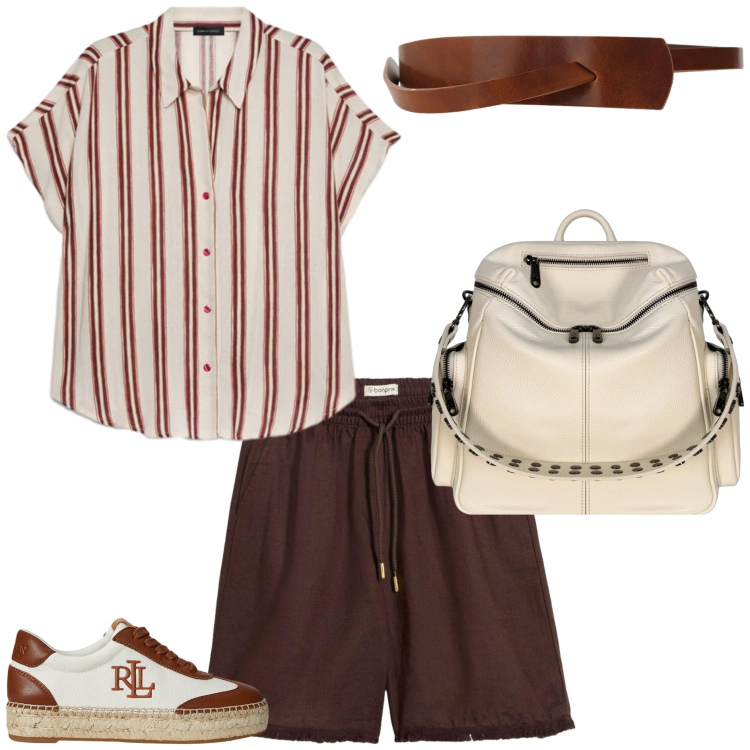 Outfit donna - Metropolitan Escape - Casual. Stile Casual per Tutti i giorni. Abbinamento con bermuda, cinture, camicie a manica corta, zaini, sneakers.