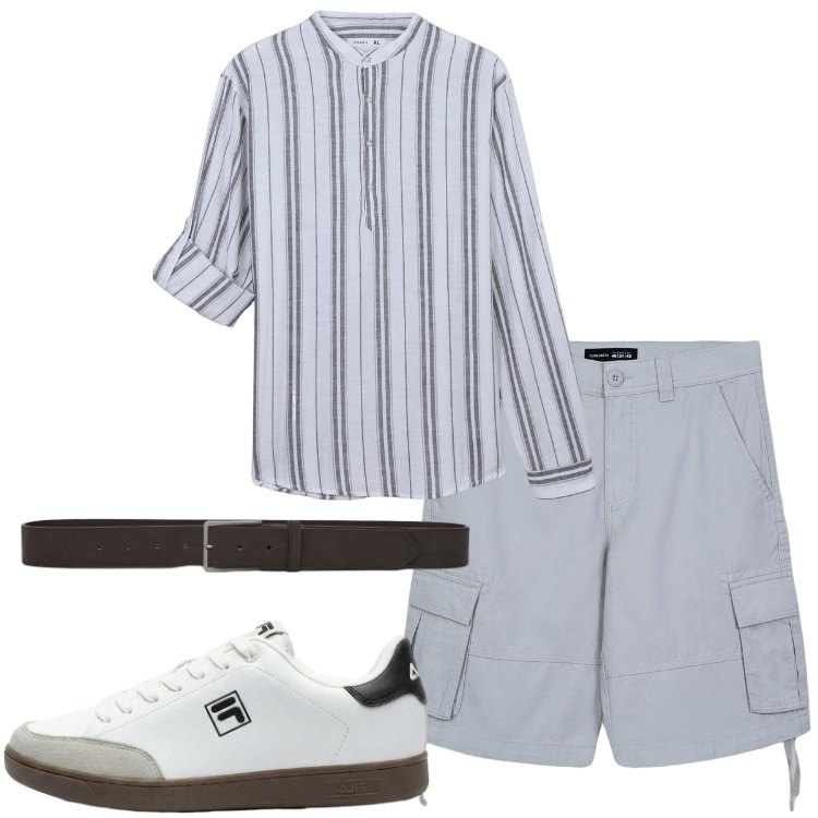 Outfit uomo - Ferragosto style. Stile Urban per Tutti i giorni. Abbinamento con sneakers, bermuda, camicie, cinture.