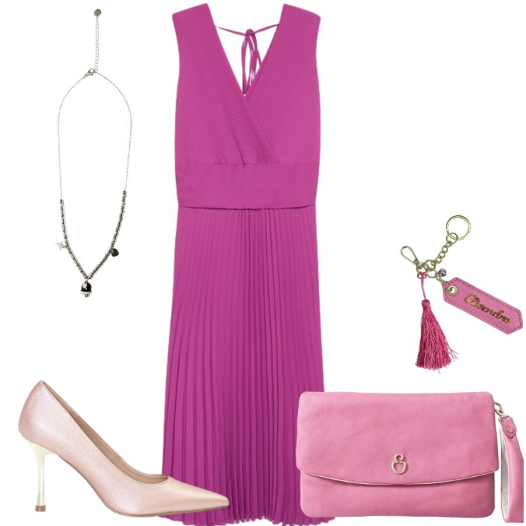 Outfit donna - Total look #2453691. Stile Glamour per Tutti i giorni. Abbinamento con décolleté, ciondoli, vestiti lunghi, pochette, portachiavi.
