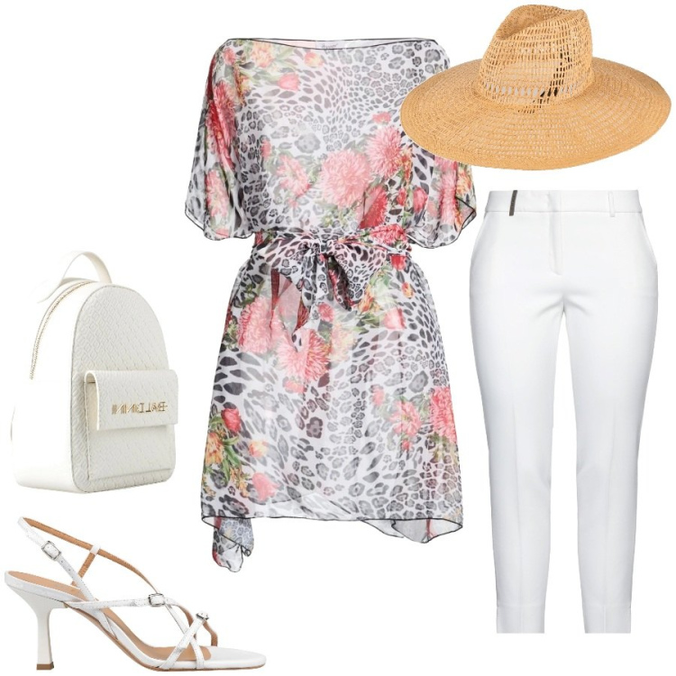 Outfit donna - Total look #2453696. Stile Casual chic per Tutti i giorni. Abbinamento con pantaloni, zaini, top, sandali in pelle, cappelli.