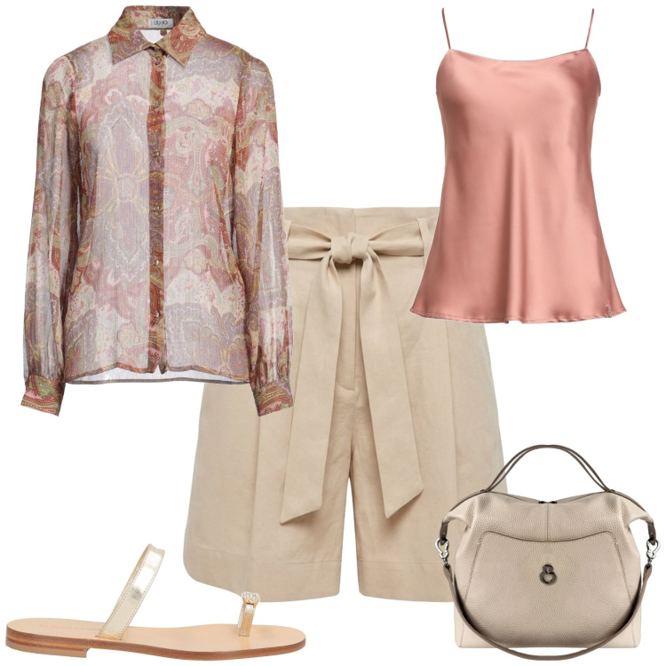 Outfit donna - Casual chic ogni giorno. Stile Casual chic per Tutti i giorni. Abbinamento con camicie, top, ciabatte, bermuda, borse a mano.