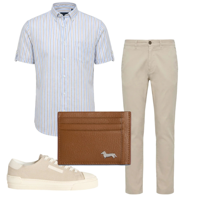 Outfit uomo - Total look #2453748. Stile Casual per Tutti i giorni. Abbinamento con sneakers, pantaloni, camicie a manica corta, portafogli.