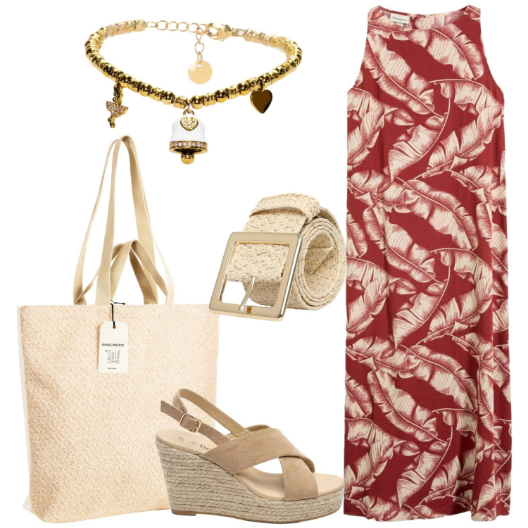 Outfit donna - L\'abito Boho morbido e leggero. Stile Boho per Tutti i giorni. Abbinamento con vestiti lunghi, sandali col tacco, cinture, borse tote, braccialetti.
