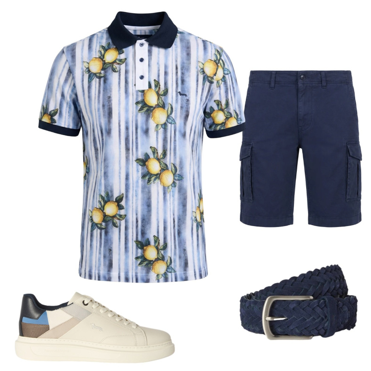 Outfit uomo - Party ad Agosto!. Stile Casual per Tutti i giorni. Abbinamento con polo, bermuda, sneakers, cinture.