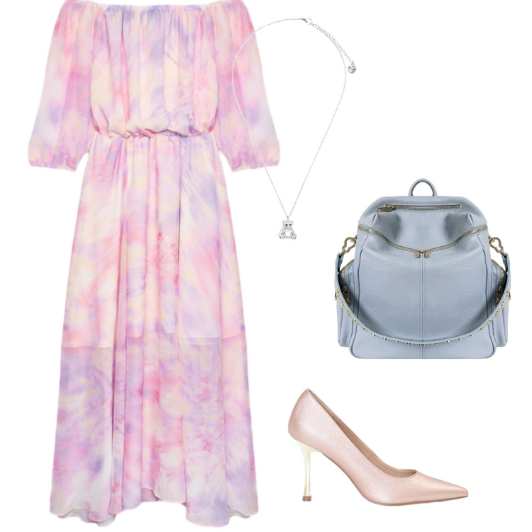 Outfit donna - Total look #2453868. Stile Bon Ton per Tutti i giorni. Abbinamento con vestiti lunghi, décolleté, ciondoli, zaini.