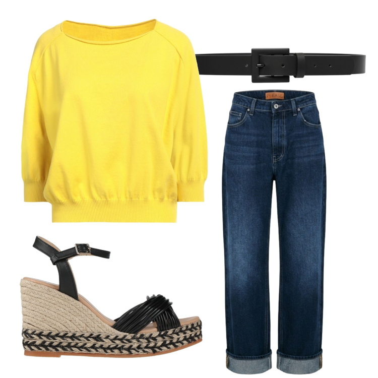 Outfit donna - Total look #2453902. Stile Basic per Tutti i giorni. Abbinamento con espadrillas, pullovers, cinture, jeans dritti.