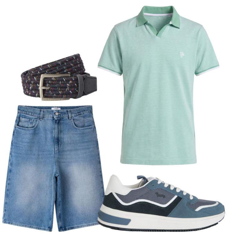 Outfit uomo - Total look #2453904. Stile Casual per Tutti i giorni. Abbinamento con polo, sneakers, cinture, pantaloni corti.