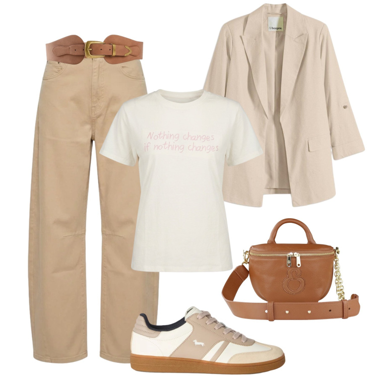 Outfit donna - Pausa fine agosto - @valeryg82. Stile Trendy per Tutti i giorni. Abbinamento con blazer, cinture, sneakers, borse a tracolla, jeans, t-shirt.