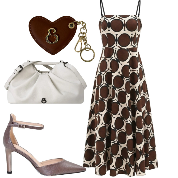 Outfit donna - Total look #2454007. Stile Urban per Tutti i giorni. Abbinamento con vestiti midi/longuette, décolleté, clutch, portachiavi.