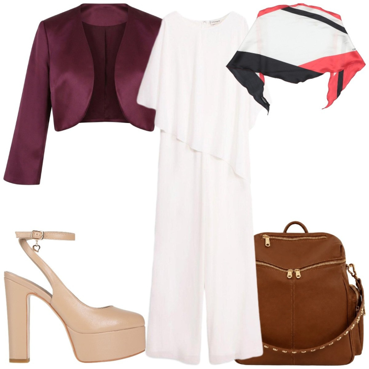 Outfit donna - Total look #2454058. Stile Chic per Tutti i giorni. Abbinamento con décolleté, stole, tute, bolero, zaini.
